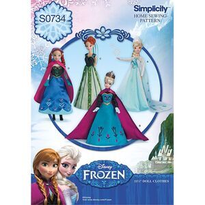 Simplicity S0734 Disney Frozen Doll Clothes Sewing Pattern Uncut OOP Anna Elsa